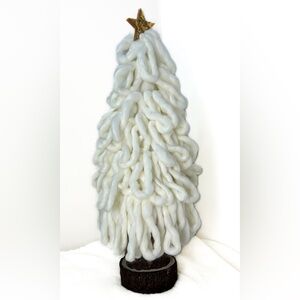 Allen + Roth White Yarn Christmas‎ Trees Set of Two 18"